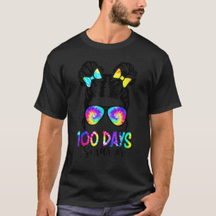 100 Days Smarter Girls Messy Bun Hair 100th Day Of T-Shirt