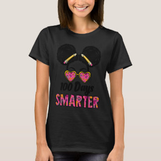 100 Days Smarter Girls Messy Bun Hair 100th Day Of T-Shirt