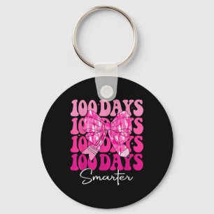 100 Days Smarter Girls Pink Coquette Bow 100th Day Key Ring
