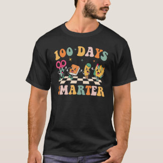 100 Days Smarter Happy 100 Days Of School Groovy R T-Shirt
