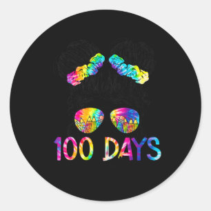 100 Days Smarter Happy 100 Days Of School Messy Bu Classic Round Sticker