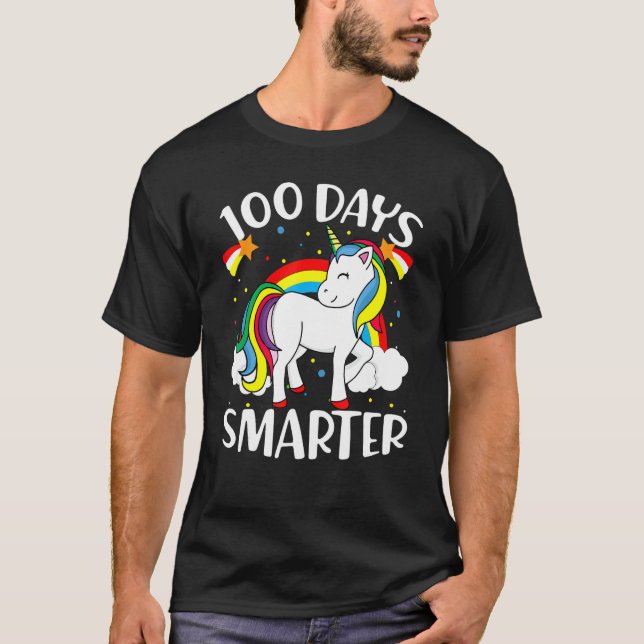 100 Days Smarter Happy 100th Day Of School Cute Un T-Shirt (Front)