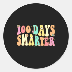 100 Days Smarter Happy 100th Day Of School Groovy Classic Round Sticker