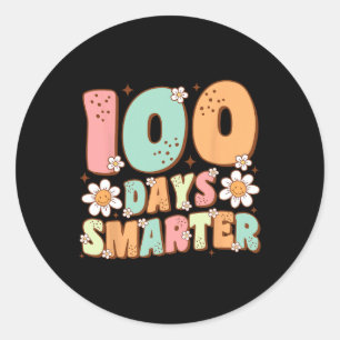 100 Days Smarter Happy 100th Day Of School Groovy Classic Round Sticker