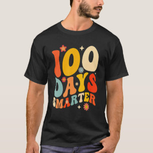 100 Days Smarter Happy 100th Day Of School Groovy  T-Shirt