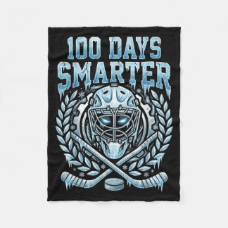 100 Days Smarter Happy 100th Day Of School Hockey Fleece Blanket