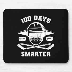 100 Days Smarter Happy 100th Day of School Hockey Mouse Mat