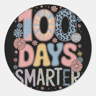 100 Days Smarter Happy 100th Day Of School Kids Bo Classic Round Sticker