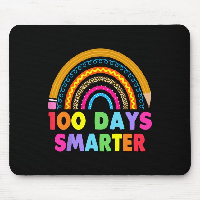 100 Days Smarter Happy 100th Day Of School Rainbow Mouse Mat (Front)