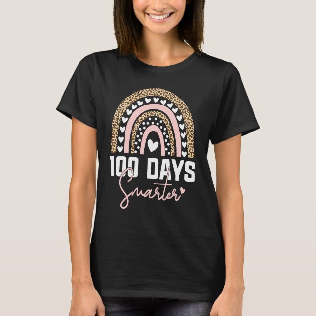 100 Days Smarter Happy 100th Day Of School Rainbow T-Shirt (Front)