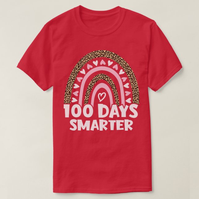 100 Days Smarter Happy 100th Day Of School Rainbow T-Shirt (Design Front)