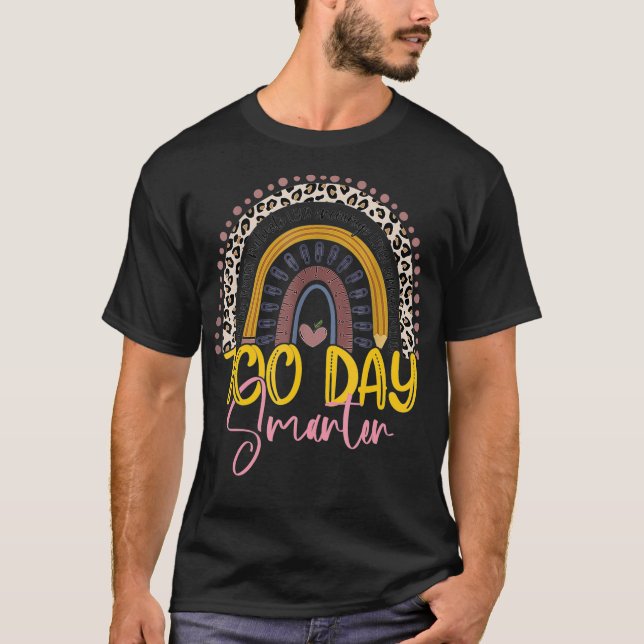 100 Days Smarter Happy 100th Day Of School Rainbow T-Shirt (Front)