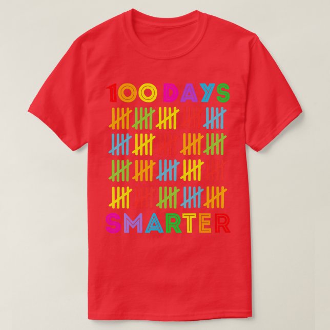 100 Days Smarter Happy 100th Day Of School Student T-Shirt (Design Front)