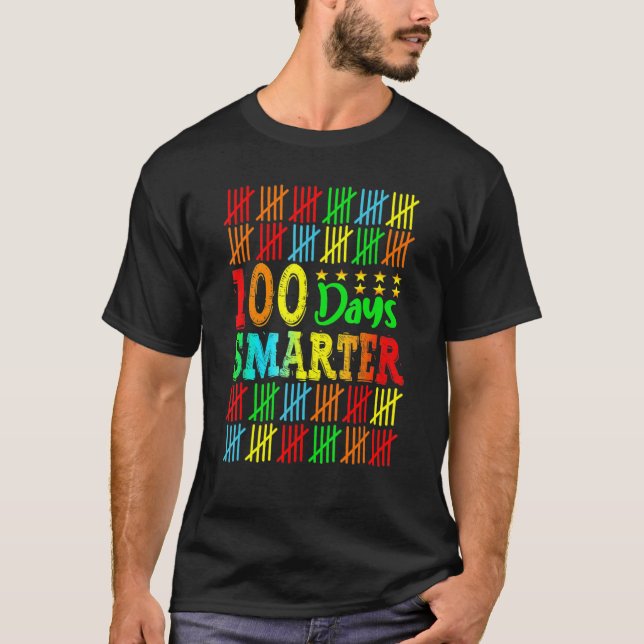 100 Days Smarter Happy 100th Day Of School Student T-Shirt (Front)