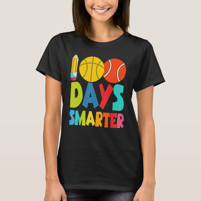 100 Days Smarter Happy 100th Day Of School Student T-Shirt (Front)