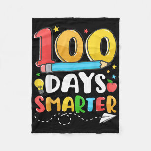 100 Days Smarter Happy 100th Day Of School Teacher Fleece Blanket