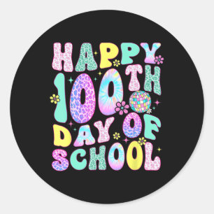 100 Days Smarter Happy 100th Day Of School Tie Dye Classic Round Sticker