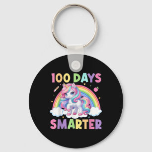 100 Days Smarter Happy 100th Day Of School Unicorn Key Ring
