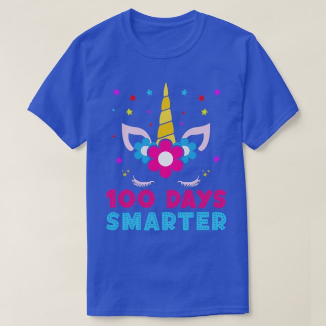 100 Days Smarter Happy 100th Day of School Unicorn T-Shirt (Design Front)