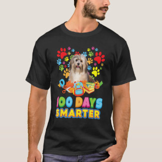 100 Days Smarter Havanese Dog Paw Prints Heart 100 T-Shirt