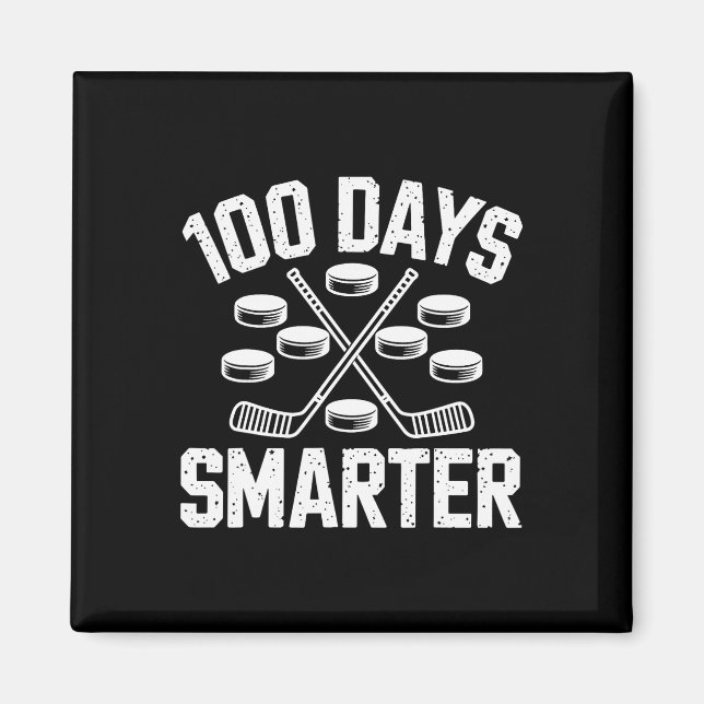 100 Days Smarter Hockey 100th Day Of School Studen Magnet (Front)