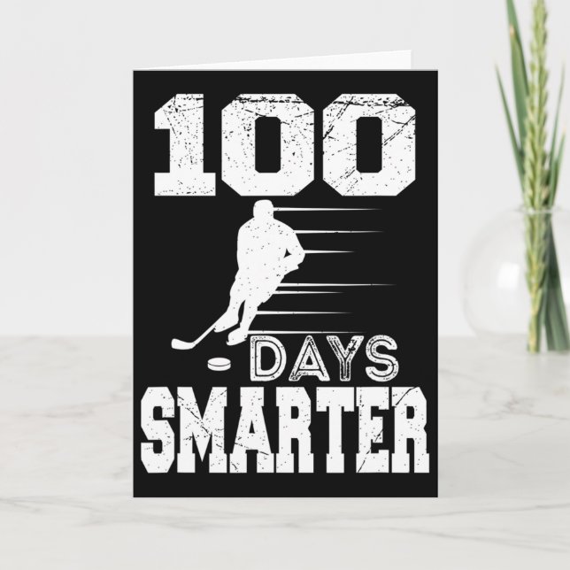 100 Days Smarter Hockey Sports 100th Day Of School Card (Front)
