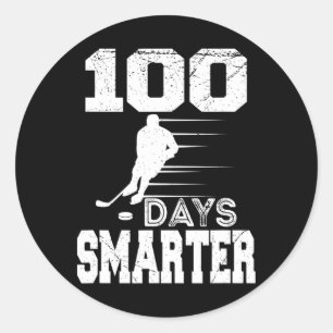 100 Days Smarter Hockey Sports 100th Day Of School Classic Round Sticker