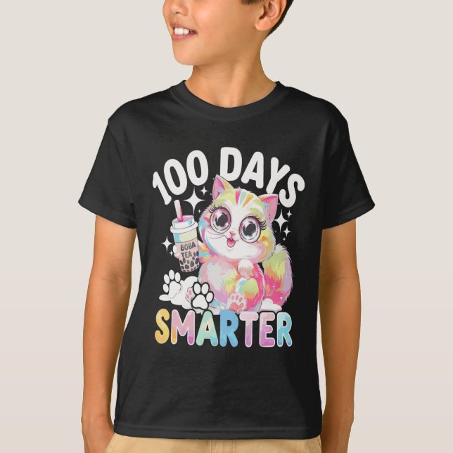 100 Days Smarter Kawaii Cat Costume 100th Day Of S T-Shirt (Front)