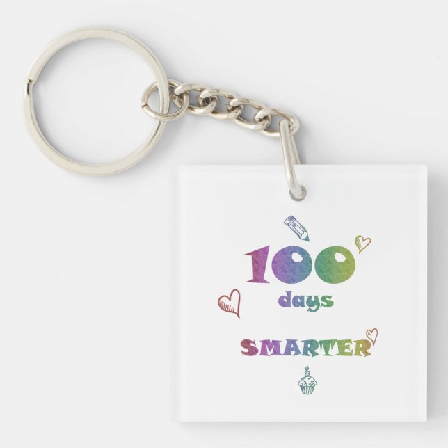 100 Days Smarter Keychain – 100th Day of School  (Front)