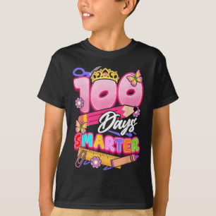 100 Days Smarter Kids Girls 100th Day Of School  T-Shirt