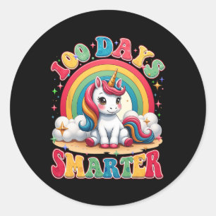 100 Days Smarter Kids Girls Unicorn 100th Day Of S Classic Round Sticker