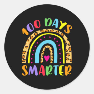 100 Days Smarter Kids Girls Unicorn 100th Day Of S Classic Round Sticker