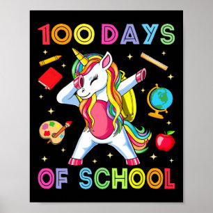 100 Days Smarter Kids Girls Unicorn 100th Day Of S Poster