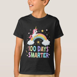 100 Days Smarter Kids Girls Unicorn 100th Day Of S T-Shirt