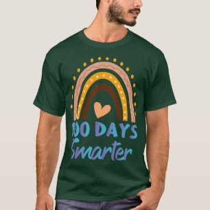 100 Days Smarter Kindergarden School Teacher Rainb T-Shirt