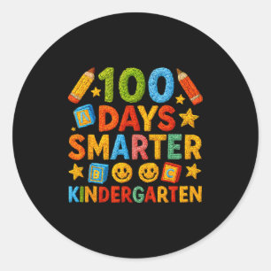 100 Days Smarter Kindergarten Milestone School Ach Classic Round Sticker