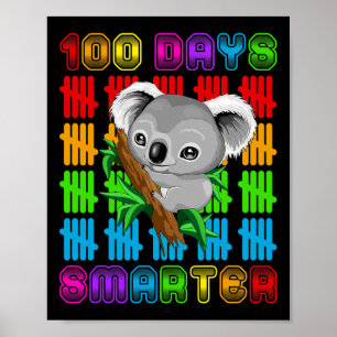 100 Days Smarter Koala Bear Lovers Happy 100th Day Poster