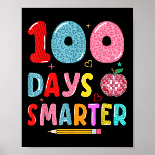 100 Days Smarter Leopard 100th Day Of School Girls Poster