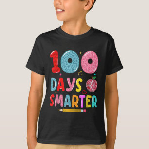 100 Days Smarter Leopard 100th Day Of School Girls T-Shirt