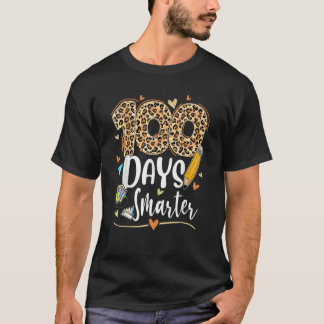 100 Days Smarter Leopard Happy 100th Day Of School T-Shirt