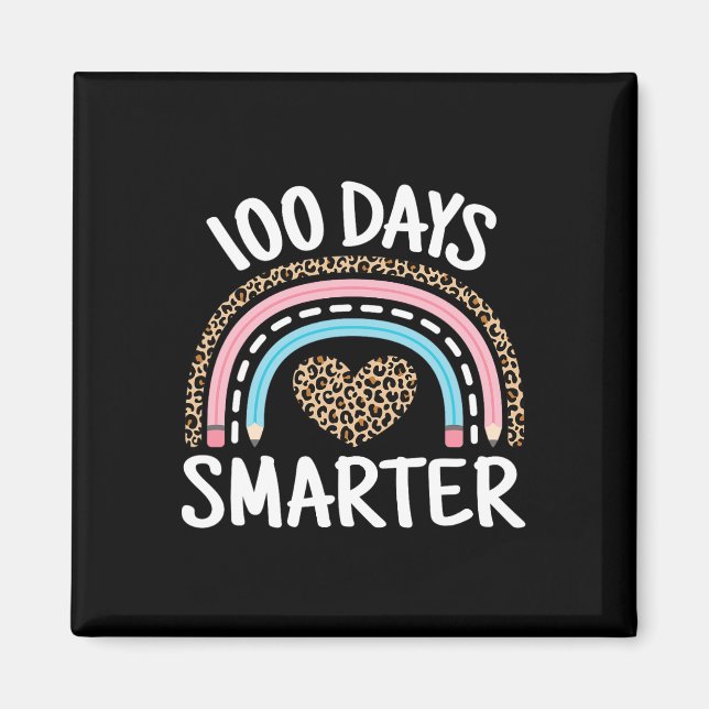 100 Days Smarter Leopard Rainbow 100th Day Of Scho Magnet (Front)