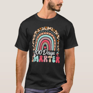 100 Days Smarter Leopard Rainbow Groovy Teachers S T-Shirt