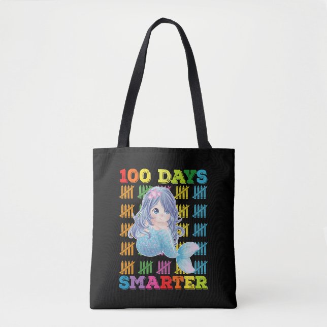 100 Days Smarter Mermaid 100th Day Of School Tote Bag (Front)