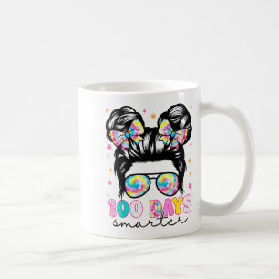 100 Days Smarter Messy Bun Girl 100th Day Of Schoo Coffee Mug