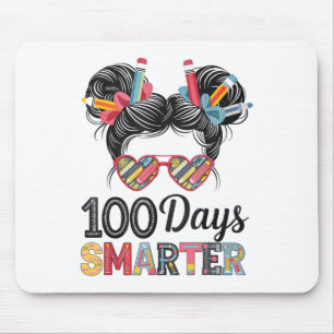 100 Days Smarter Messy Bun Hair 100th Day Of Mouse Mat