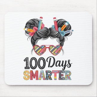 100 Days Smarter Messy Bun Hair 100th Day Of Mouse Mat