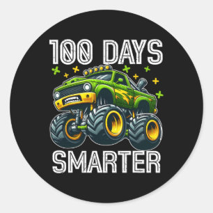 100 Days Smarter Monster Truck 100 Days Of School  Classic Round Sticker