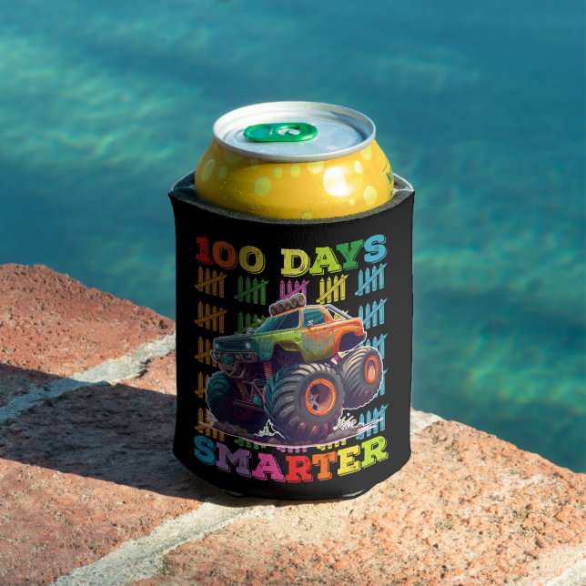 100 Days Smarter Monster Truck 100th Day School Can Cooler (In Situ Pool)