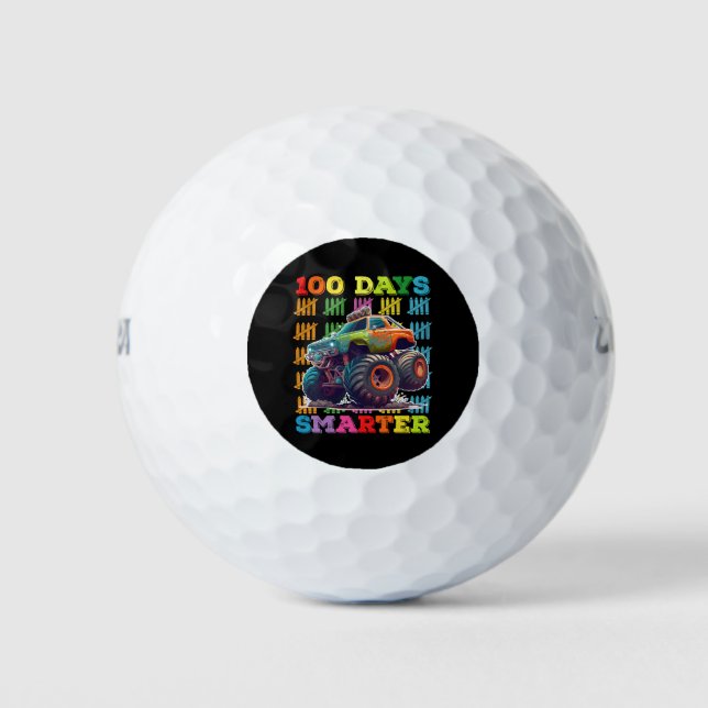 100 Days Smarter Monster Truck 100th Day School Golf Balls (Front)