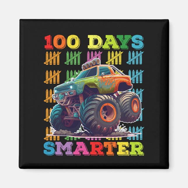 100 Days Smarter Monster Truck 100th Day School Magnet (Front)